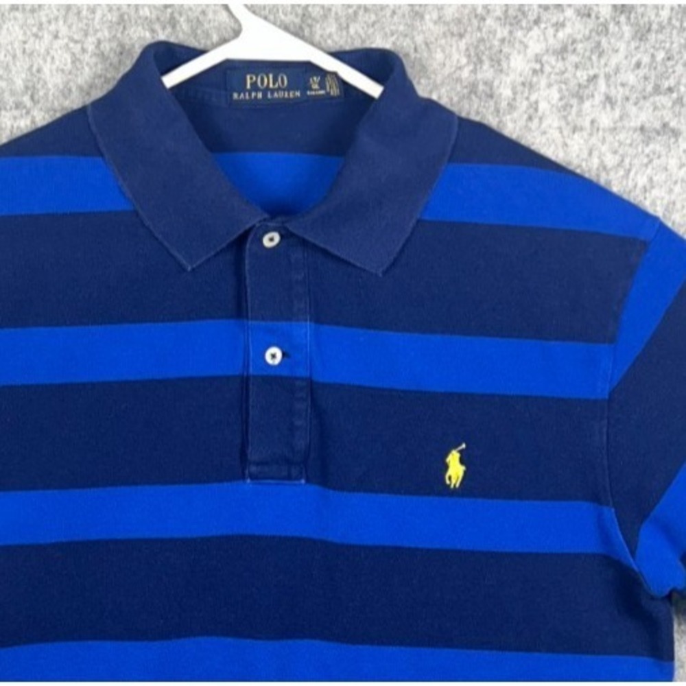 Polo Ralph Lauren Shirt Men's Large (Tall) Navy Blue / Light Blue‎ Striped Polo